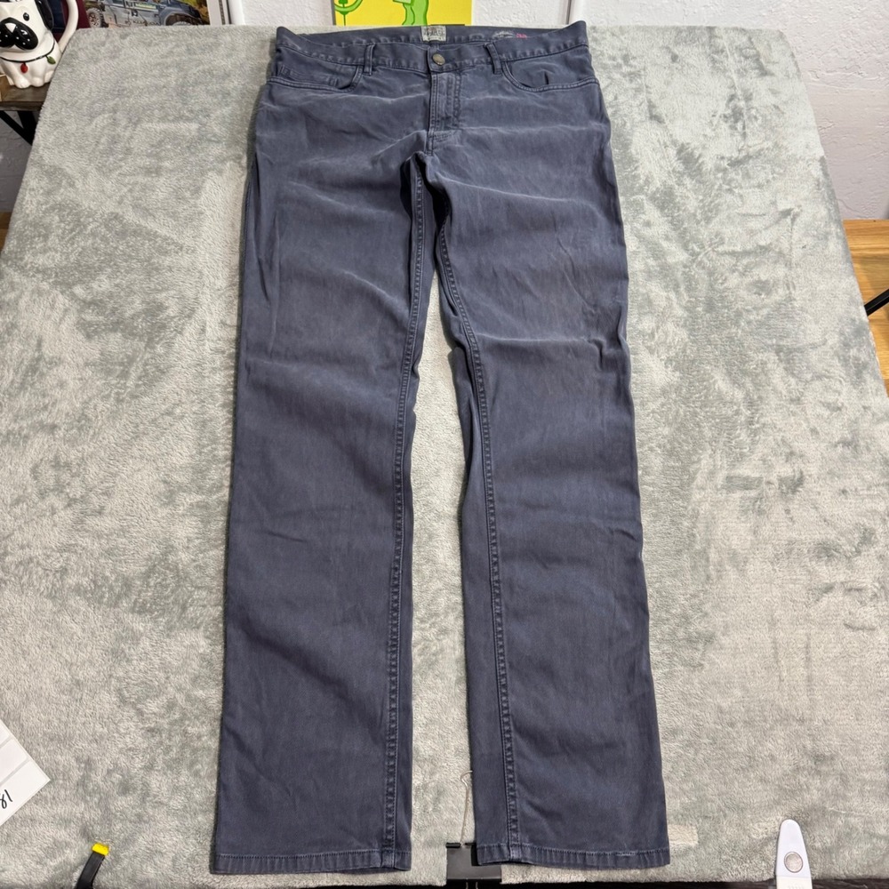 Faherty Brand Mens Organic Cotton Stretch 5-Pocket Pants Faded Blue Grey Size 33
